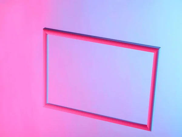 Arte Criativa Moldura Pairando Com Luz Holográfica Neon Brilho Gradiente — Fotografia de Stock