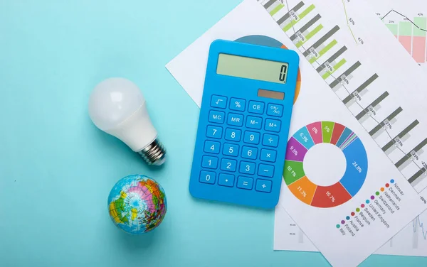 Análisis Estadísticas Del Consumo Energía Concepto Ecológico Economía Calculadora Con — Foto de Stock