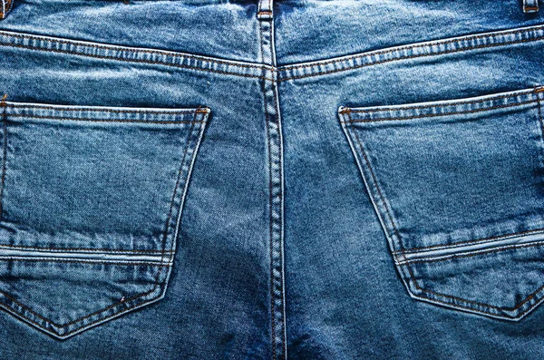 Jeans Achterzakken Close Denim Textuur — Stockfoto