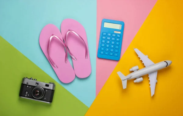 Cálculo Del Costo Los Viajes Aéreos Recreación Mar Playa Del — Foto de Stock