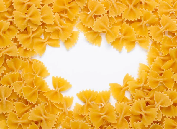 Italiensk Pasta Farfalle Pasta Bågar Med Vitt Utrymme För Text — Stockfoto