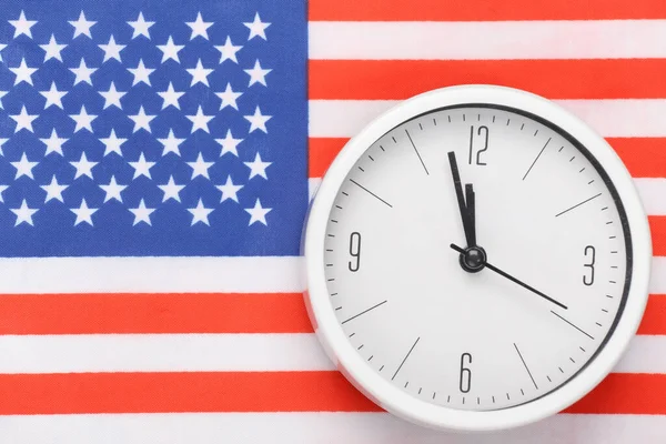 White Clock Background Usa Flag — Stock Photo, Image