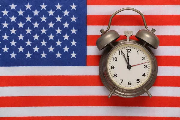 Vintage Alarm Clock Background Usa Flag — Stock Photo, Image