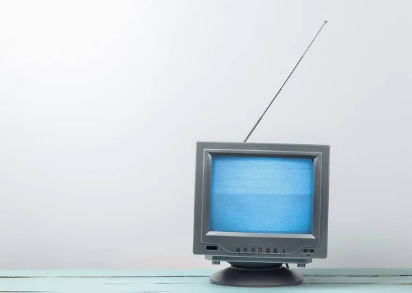 Mini Retro Antenna Vevő Fehér Háttérrel Régimódi Tévé Televíziós Zaj — Stock Fotó