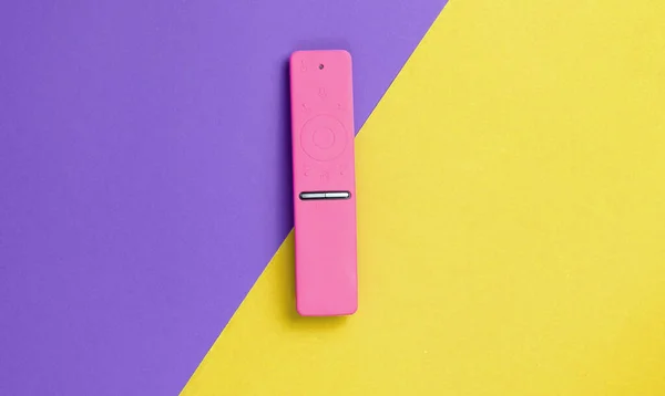 Control Remoto Caja Silicona Rosa Sobre Fondo Papel Color Minimalismo — Foto de Stock