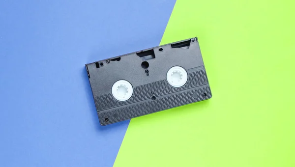 Outdated Videotape Two Ton Paper Background Top View Minimalism — Stock Photo, Image