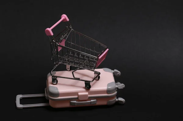 Concept Voyage Shopping Mini Valise Voyage Plastique Chariot Supermarché Sur — Photo