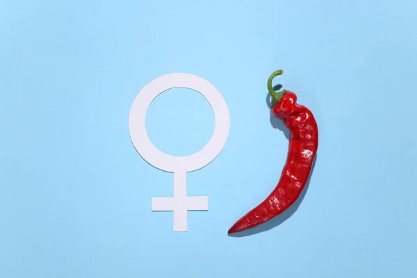 Szex Koncepció Vénusz Női Nemi Szimbólum Piros Chili Bors Férfi — Stock Fotó
