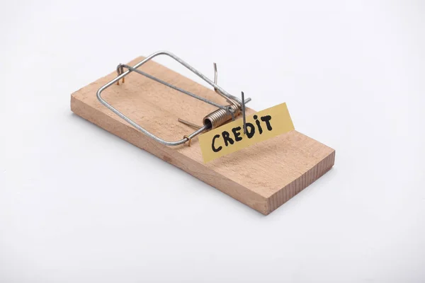 Mousetrap Loan Bait White Background Trap Risks Deception Concept — Stock Photo, Image