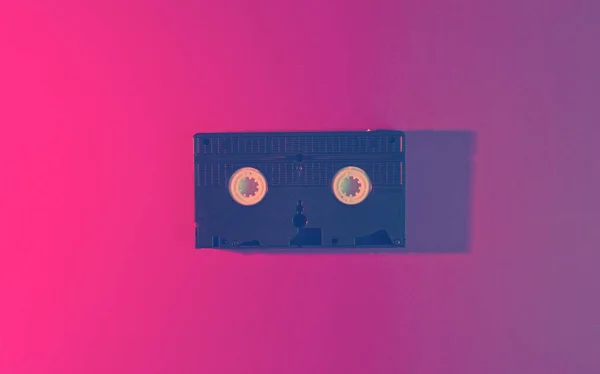 Retro Wave Style Video Cassette Vibrant Gradient Pink Blue Neon — Stock Photo, Image