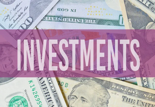 Background Dollar Bills Word Invetments — Stock Photo, Image