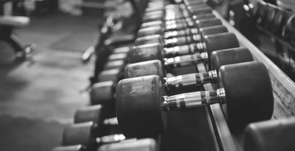 Dumbbell Rack Close Ginásio — Fotografia de Stock