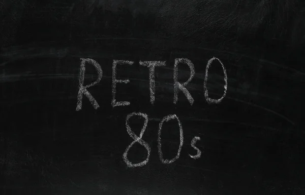 Palavra Retro 80S Giz Mão Desenhada Quadro Negro — Fotografia de Stock