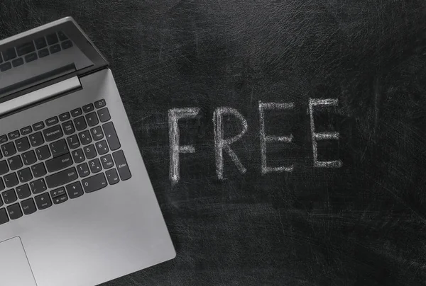 Laptop Word Free Chalk Hand Drawn Blackboard — Stock Photo, Image