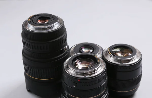 Camera Lens Gray Background — Stock Photo, Image