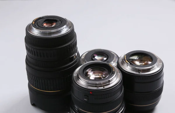 Camera Lens Gray Background — Stok fotoğraf