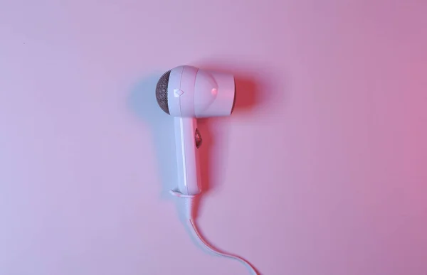 Secador Cabelo Luz Rosa Azul Minimalismo — Fotografia de Stock
