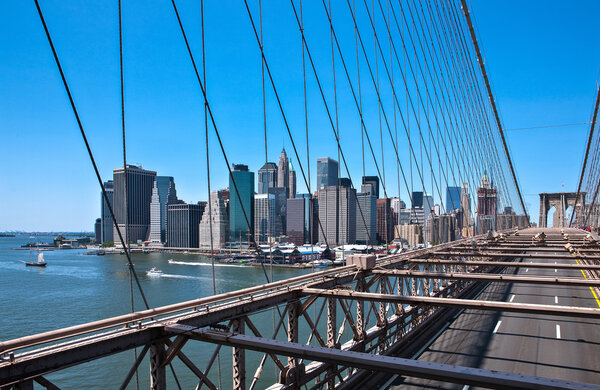 U.S.A., New York,Manhattan,the city seen fro the Brookllyn Bridge