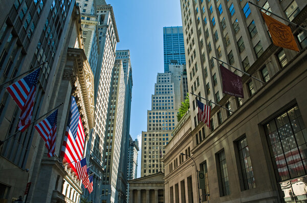 New York, U.S.A. - July 6, 2009: Manhattan,Wall Street, the Stock Exchange building