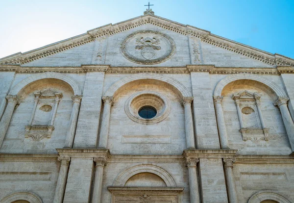 Pienza Italië Gevel Van Dell Assunta Kathedraal — Stockfoto