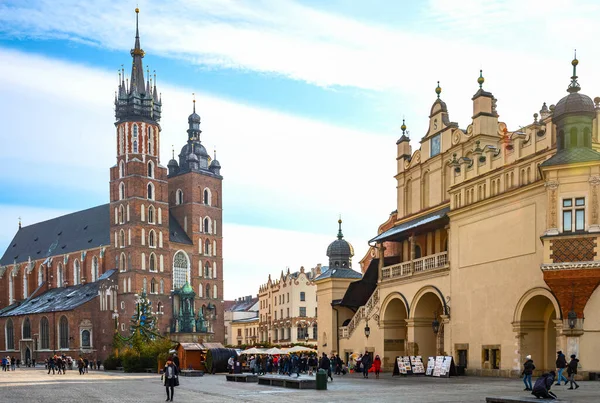 Краков Польша Декабря 2017 Церковь Святой Марии Главной Рыночной Площади — стоковое фото