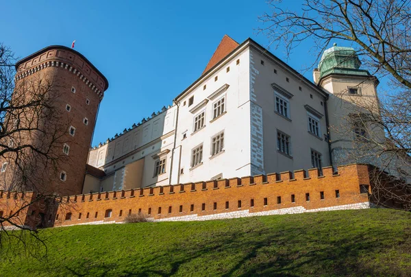 Cracovia Polonia Dicembre 2017 Muro Bastioni Del Castello Royal Wawel — Foto Stock