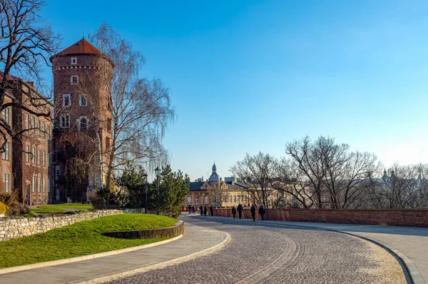 Cracovia Polonia Dicembre 2017 Una Torre Del Castello Wawel Passeggiata — Foto Stock
