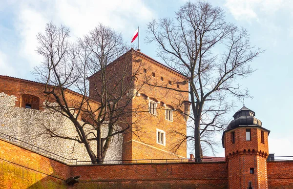 Kraków Polska Grudnia 2017 Mur Mury Obronne Zamku Królewskiego Wawelu — Zdjęcie stockowe
