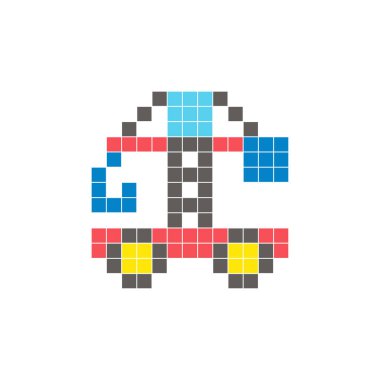 Temiz bir ikon düzeninde geometrik kare renk bloklarından yapılmış düz bir piksel tasarımı. Yaratıcı modern elementler, izole eşyalar ya da parlak zanaat projeleri için uygundur. Pixel sanat kulesi vinci