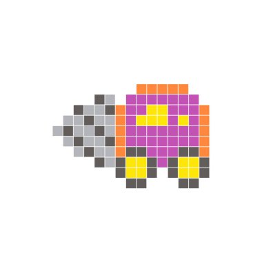 Temiz bir ikon düzeninde geometrik kare renk bloklarından yapılmış düz bir piksel tasarımı. Yaratıcı modern elementler, izole eşyalar ya da parlak zanaat projeleri için uygundur. Piksel sanatı ağır matkap ekipmanı