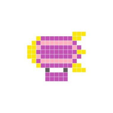 Temiz bir ikon düzeninde geometrik kare renk bloklarından yapılmış düz bir piksel tasarımı. Yaratıcı modern elementler, izole eşyalar ya da parlak zanaat projeleri için uygundur. Piksel Sanat Zeplini