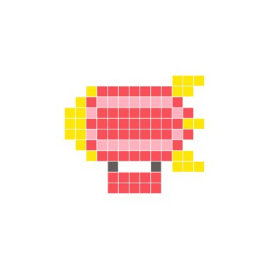 Temiz bir ikon düzeninde geometrik kare renk bloklarından yapılmış düz bir piksel tasarımı. Yaratıcı modern elementler, izole eşyalar ya da parlak zanaat projeleri için uygundur. Piksel Sanat Zeplini