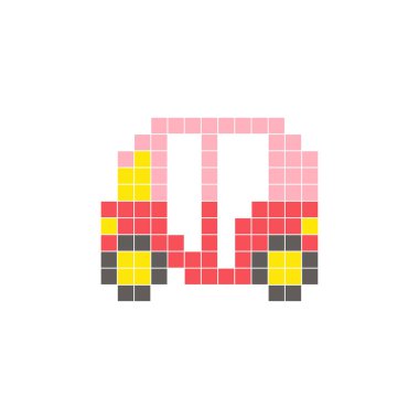 Temiz bir ikon düzeninde geometrik kare renk bloklarından yapılmış düz bir piksel tasarımı. Yaratıcı modern elementler, izole eşyalar ya da parlak zanaat projeleri için uygundur. Piksel sanatı otomatik çekçek