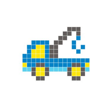 Temiz bir ikon düzeninde geometrik kare renk bloklarından yapılmış düz bir piksel tasarımı. Yaratıcı modern elementler, izole eşyalar ya da parlak zanaat projeleri için uygundur. Piksel Sanat Çekici