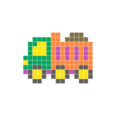 Temiz bir ikon düzeninde geometrik kare renk bloklarından yapılmış düz bir piksel tasarımı. Yaratıcı modern elementler, izole eşyalar ya da parlak zanaat projeleri için uygundur. Piksel sanat malzemesi kamyonu
