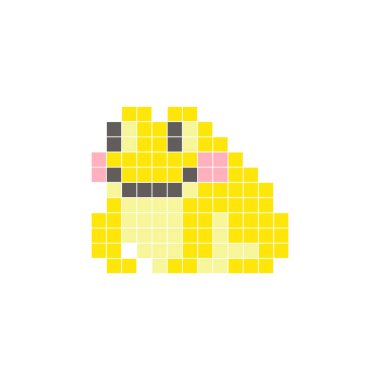 Temiz bir ikon düzeninde geometrik kare renk bloklarından yapılmış düz bir piksel tasarımı. Yaratıcı modern elementler, izole eşyalar ya da parlak zanaat projeleri için uygundur. Piksel Sanat Kurbağası