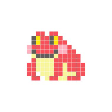 Temiz bir ikon düzeninde geometrik kare renk bloklarından yapılmış düz bir piksel tasarımı. Yaratıcı modern elementler, izole eşyalar ya da parlak zanaat projeleri için uygundur. Piksel Sanat Kurbağası