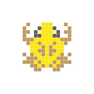 Temiz bir ikon düzeninde geometrik kare renk bloklarından yapılmış düz bir piksel tasarımı. Yaratıcı modern elementler, izole eşyalar ya da parlak zanaat projeleri için uygundur. Piksel Sanat Kurbağası