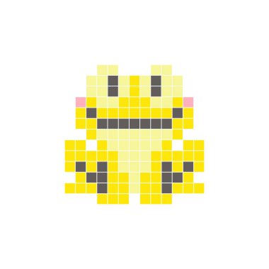 Temiz bir ikon düzeninde geometrik kare renk bloklarından yapılmış düz bir piksel tasarımı. Yaratıcı modern elementler, izole eşyalar ya da parlak zanaat projeleri için uygundur. Piksel Sanat Kurbağası