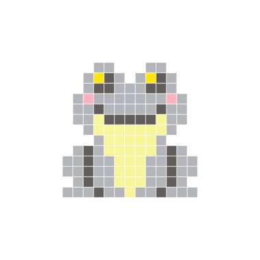 Temiz bir ikon düzeninde geometrik kare renk bloklarından yapılmış düz bir piksel tasarımı. Yaratıcı modern elementler, izole eşyalar ya da parlak zanaat projeleri için uygundur. Piksel Sanat Kurbağası