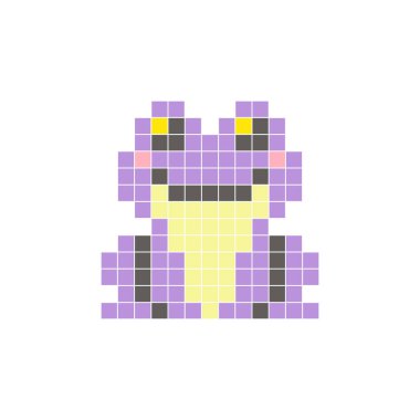Temiz bir ikon düzeninde geometrik kare renk bloklarından yapılmış düz bir piksel tasarımı. Yaratıcı modern elementler, izole eşyalar ya da parlak zanaat projeleri için uygundur. Piksel Sanat Kurbağası