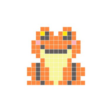 Temiz bir ikon düzeninde geometrik kare renk bloklarından yapılmış düz bir piksel tasarımı. Yaratıcı modern elementler, izole eşyalar ya da parlak zanaat projeleri için uygundur. Piksel Sanat Kurbağası