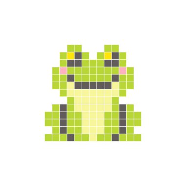 Temiz bir ikon düzeninde geometrik kare renk bloklarından yapılmış düz bir piksel tasarımı. Yaratıcı modern elementler, izole eşyalar ya da parlak zanaat projeleri için uygundur. Piksel Sanat Kurbağası