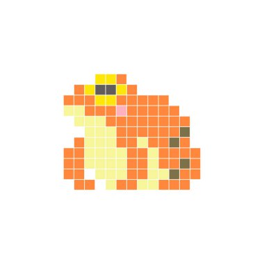 Temiz bir ikon düzeninde geometrik kare renk bloklarından yapılmış düz bir piksel tasarımı. Yaratıcı modern elementler, izole eşyalar ya da parlak zanaat projeleri için uygundur. Piksel Sanat Kurbağası