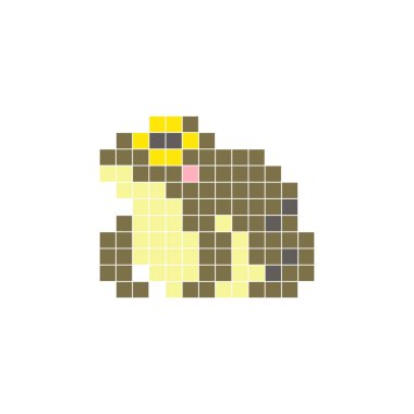 Temiz bir ikon düzeninde geometrik kare renk bloklarından yapılmış düz bir piksel tasarımı. Yaratıcı modern elementler, izole eşyalar ya da parlak zanaat projeleri için uygundur. Piksel Sanat Kurbağası