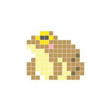Temiz bir ikon düzeninde geometrik kare renk bloklarından yapılmış düz bir piksel tasarımı. Yaratıcı modern elementler, izole eşyalar ya da parlak zanaat projeleri için uygundur. Piksel Sanat Kurbağası