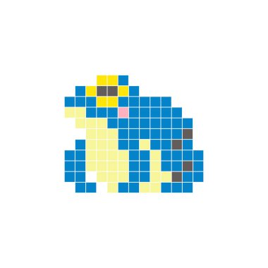 Temiz bir ikon düzeninde geometrik kare renk bloklarından yapılmış düz bir piksel tasarımı. Yaratıcı modern elementler, izole eşyalar ya da parlak zanaat projeleri için uygundur. Piksel Sanat Kurbağası
