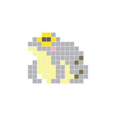 Temiz bir ikon düzeninde geometrik kare renk bloklarından yapılmış düz bir piksel tasarımı. Yaratıcı modern elementler, izole eşyalar ya da parlak zanaat projeleri için uygundur. Piksel Sanat Kurbağası