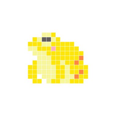 Temiz bir ikon düzeninde geometrik kare renk bloklarından yapılmış düz bir piksel tasarımı. Yaratıcı modern elementler, izole eşyalar ya da parlak zanaat projeleri için uygundur. Piksel Sanat Kurbağası