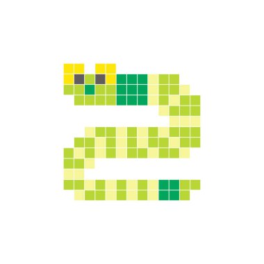 Temiz bir ikon düzeninde geometrik kare renk bloklarından yapılmış düz bir piksel tasarımı. Yaratıcı modern elementler, izole eşyalar ya da parlak zanaat projeleri için uygundur. Piksel resim solucanı